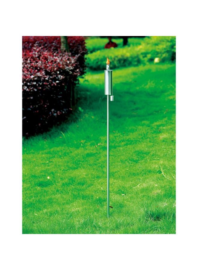 شعلة حديقة أسطوانية متينة من الفولاذ المقاوم للصدأ باللون الفضي مقاس 115 سم