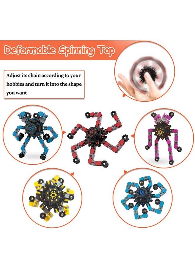 Generic - 12 Pack Funny Sensory Fidget Toys,Deformable Chain Diy Robot Spinners Fingertip Stress Relief Gyro Toy Birthday Gifts Goodie Bag Easter Basket Stuffers Classroom Prizes Party Favors For Kids Adults - Image 1