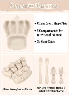 iMissiu Silicone Baby Feeding Set, 10 Pcs Baby Led Weaning Supplies Suction Bowl Divided Plate Baby Bibs Fruit feeder Baby Spoons Forks Sippy Cup Toddler Utensil Sets  - Image 5