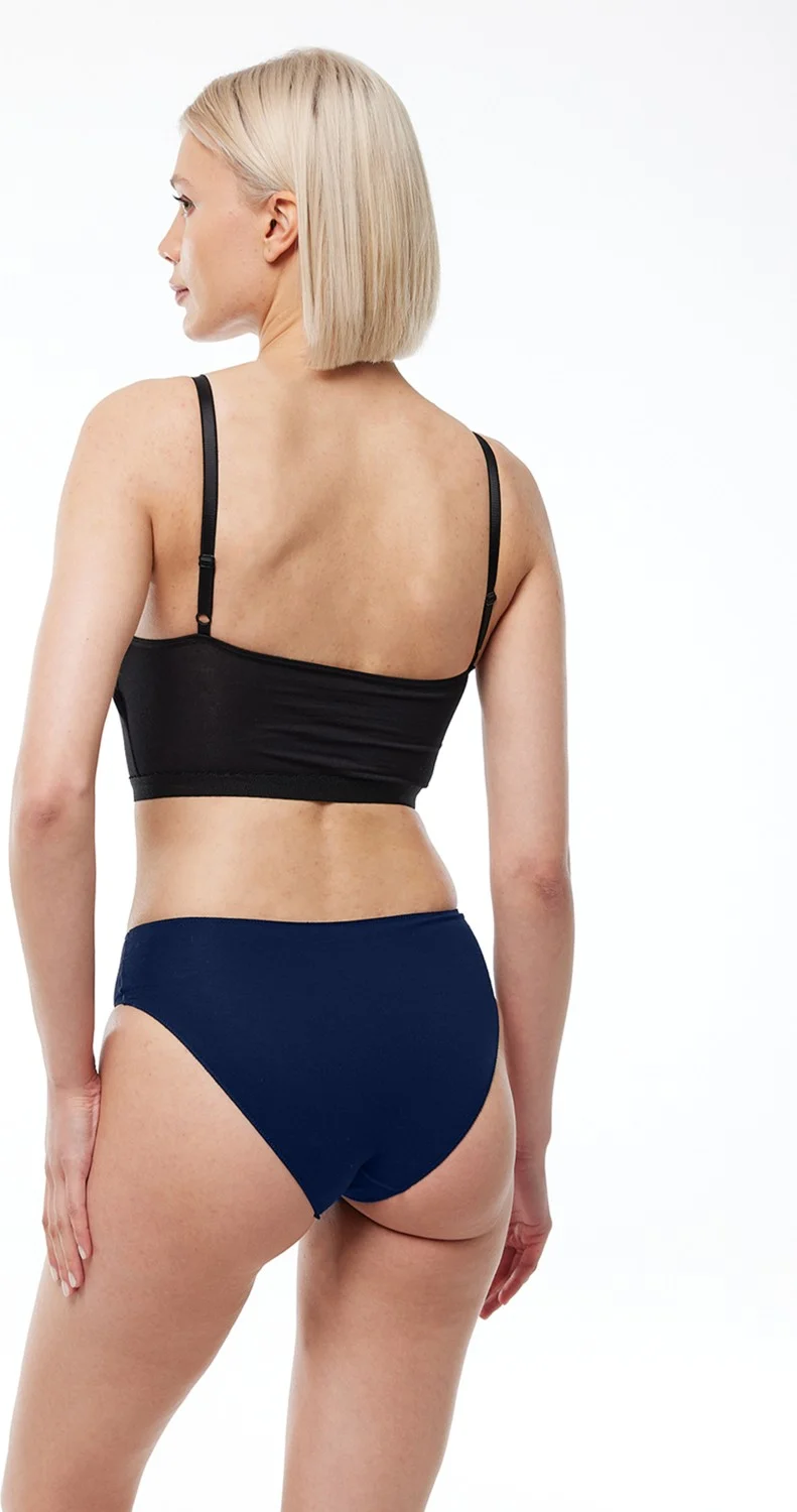 Malabadi Women Navy Blue 6 Pack Modal Narrow Pattern Mid Waist Slip Panties 187