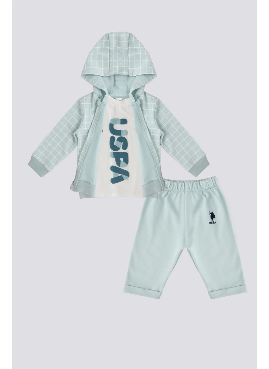 U.S. Polo Assn. Licensed Colorful Text Green Baby Boy Tracksuit