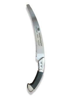 Generic Korean saw used for cutting trees and cutting wood, featuring a metal handle. 