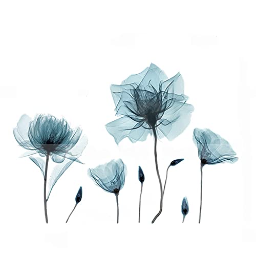 M ACHOOSE Blue Flower Wall Decals Peel and Stick Removable Decals DIY Wall Art Murals Home Decor for Bedroom Living Room Classroom Office - Image 2