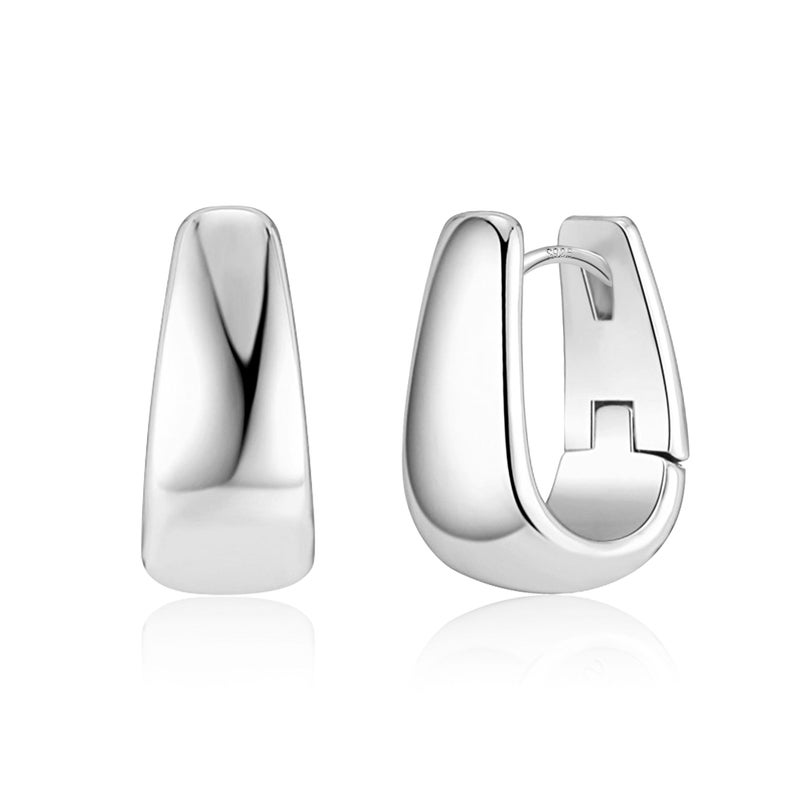 ALEXCRAFT 925 Sterling Silver Earrings Small Chunky Silver Earrings for Women Small Hoop Earrings Silver Hypoallergenic Small Thick Huggie Hoops Earing for Women Trendy - Image 1