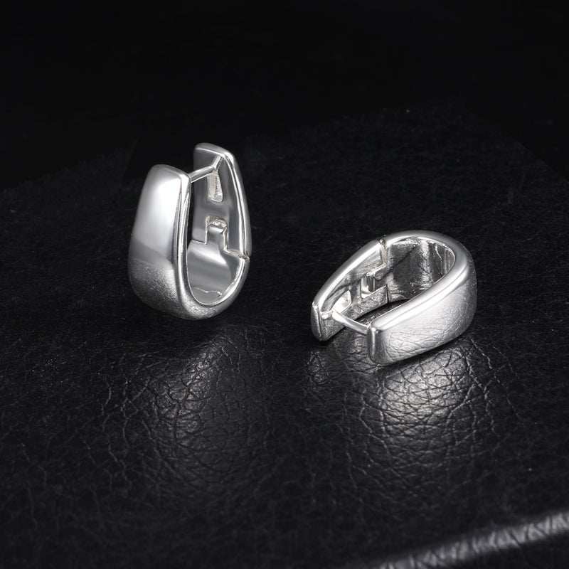 ALEXCRAFT 925 Sterling Silver Earrings Small Chunky Silver Earrings for Women Small Hoop Earrings Silver Hypoallergenic Small Thick Huggie Hoops Earing for Women Trendy - Image 5