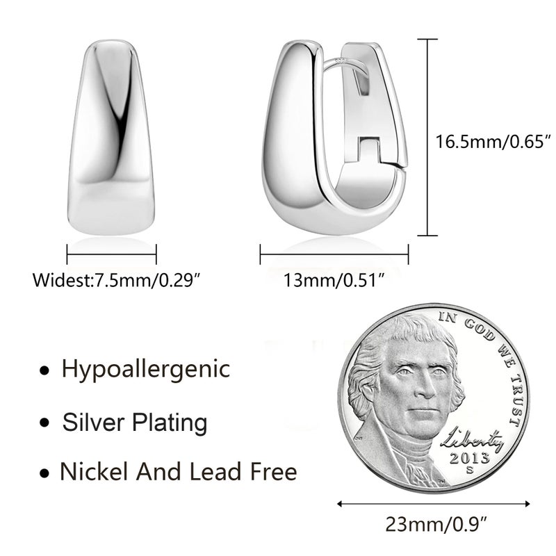 ALEXCRAFT 925 Sterling Silver Earrings Small Chunky Silver Earrings for Women Small Hoop Earrings Silver Hypoallergenic Small Thick Huggie Hoops Earing for Women Trendy - Image 2