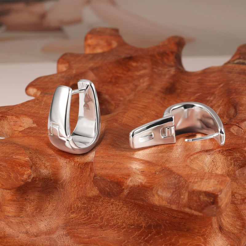 ALEXCRAFT 925 Sterling Silver Earrings Small Chunky Silver Earrings for Women Small Hoop Earrings Silver Hypoallergenic Small Thick Huggie Hoops Earing for Women Trendy - Image 4