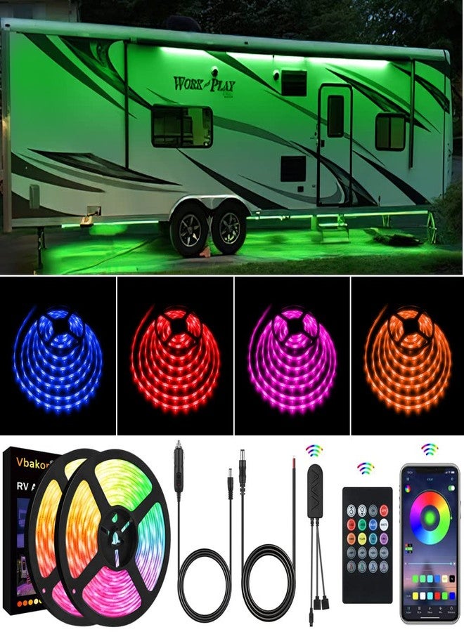 Vbakor RV Awning Lights, 40FT RV Underglow Led Lights Kit, 12V Multi-Color Exterior Neon Accent Underbody Strip Lights for Camper Motorhome with Extension Cable, Music Sync, Waterproof - Image 1