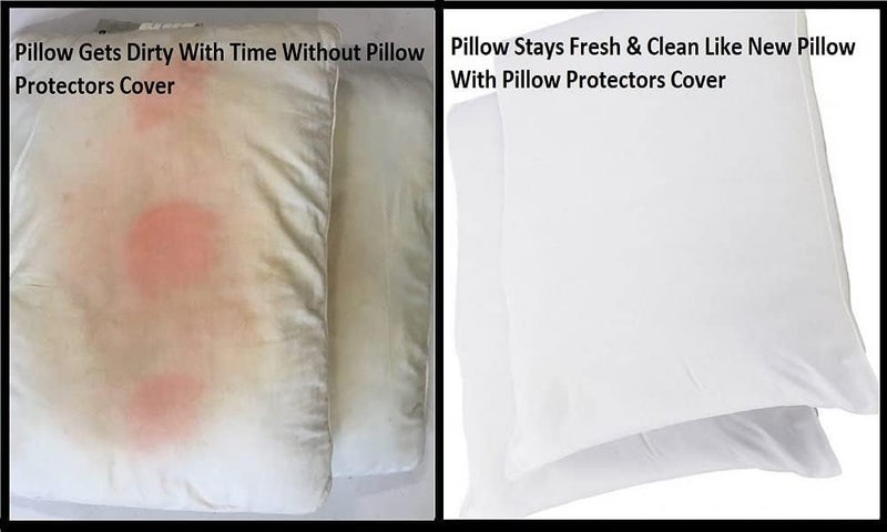 Pillow Protector Terry Cotton Gray - Set of 2 (17"x27"), Zippered Closure, Complete Protection Against Water Spills, Dust Mites, Bedbugs and Allergens  - Image 2