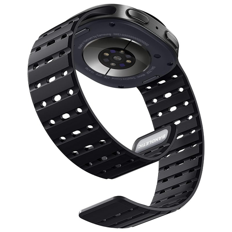 Bandletic Magnetic Silicone Band Compatible with Samsung Galaxy Watch 8 40mm 44mm / Watch 8 Classic 46mm 2025, No Gap Soft Breathable Replacement Strap for Men Women, Black - Image 1