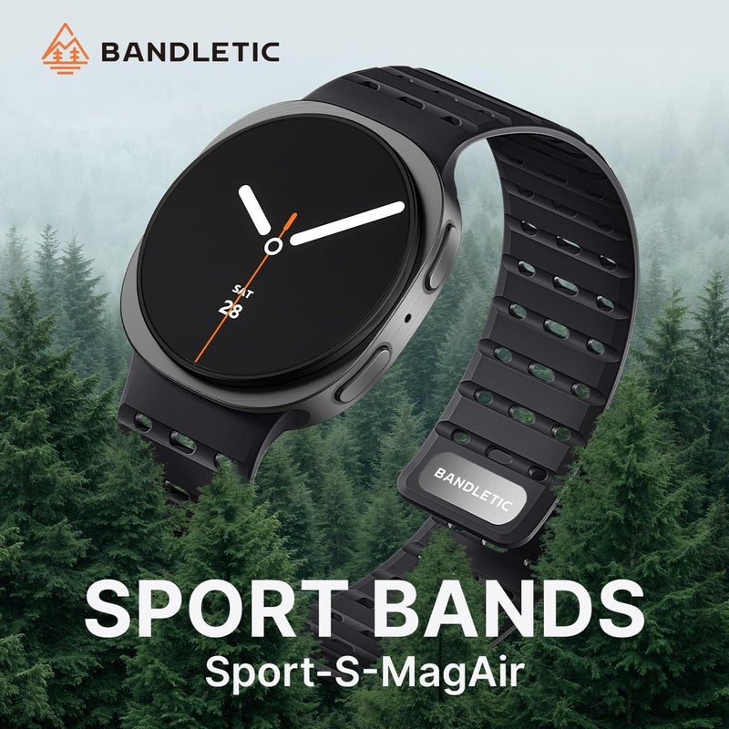 Bandletic Magnetic Silicone Band Compatible with Samsung Galaxy Watch 8 40mm 44mm / Watch 8 Classic 46mm 2025, No Gap Soft Breathable Replacement Strap for Men Women, Black - Image 2