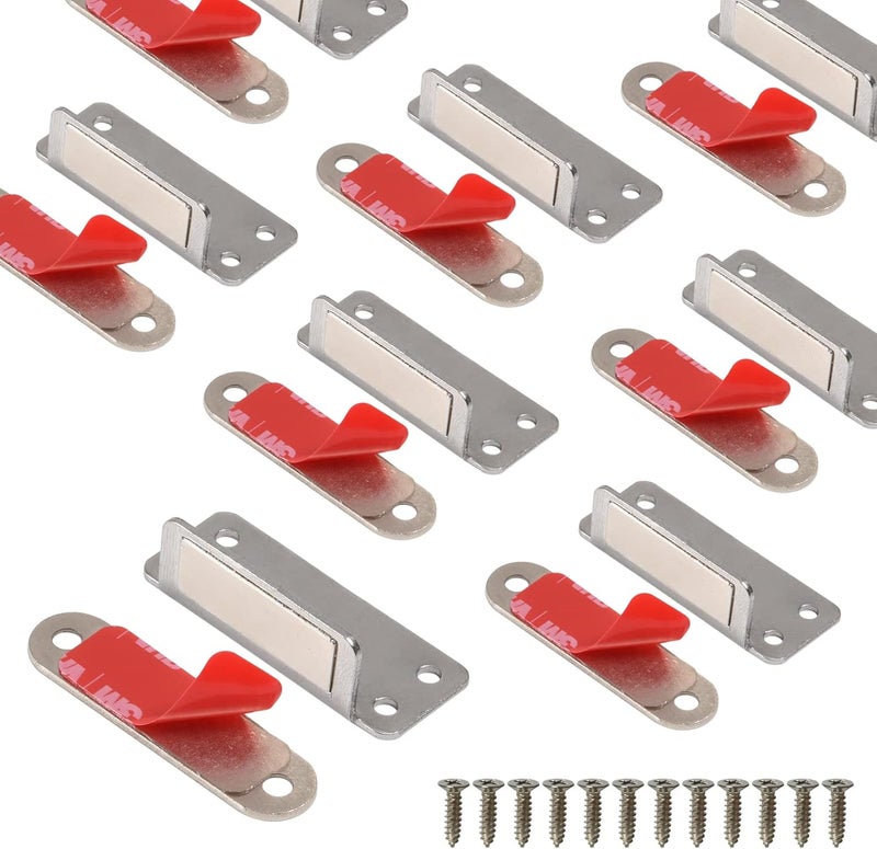 Mousike Double Magnetic Door Catch，60lb Stainless Steel Cabinet Door Magnets with Strong Magnetic for Kitchen Cupboard Wardrobe Closet Cabinet Door Drawer Latch (12Pack) - Image 1