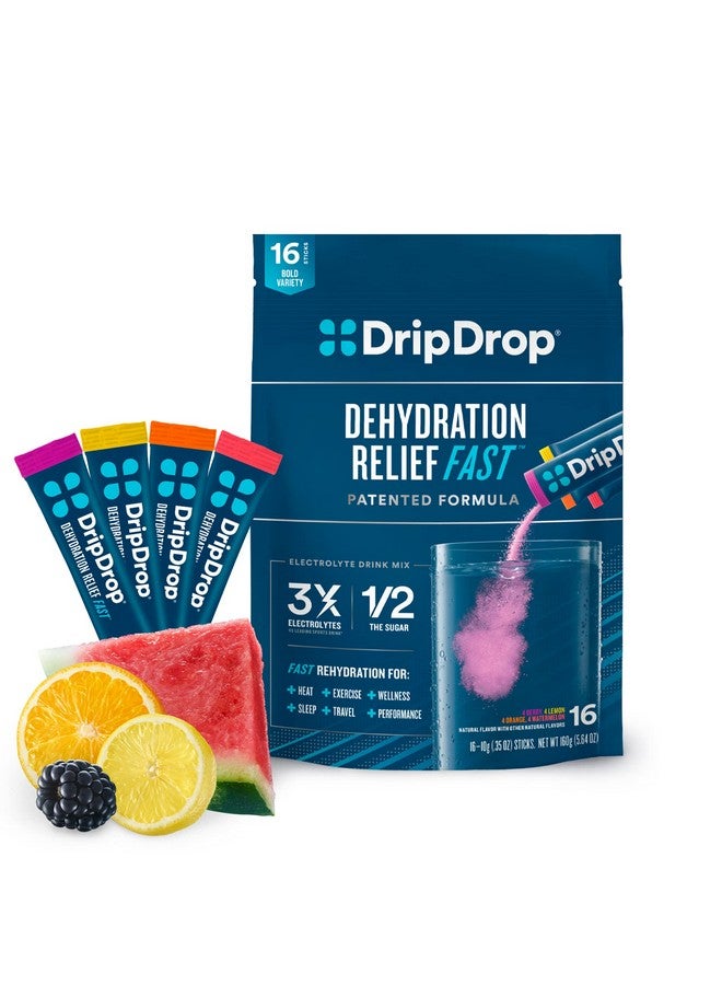 DripDrop Hydration Electrolyte Powder Packets Watermelon Berry Orange Lemon 16 Count - Image 2