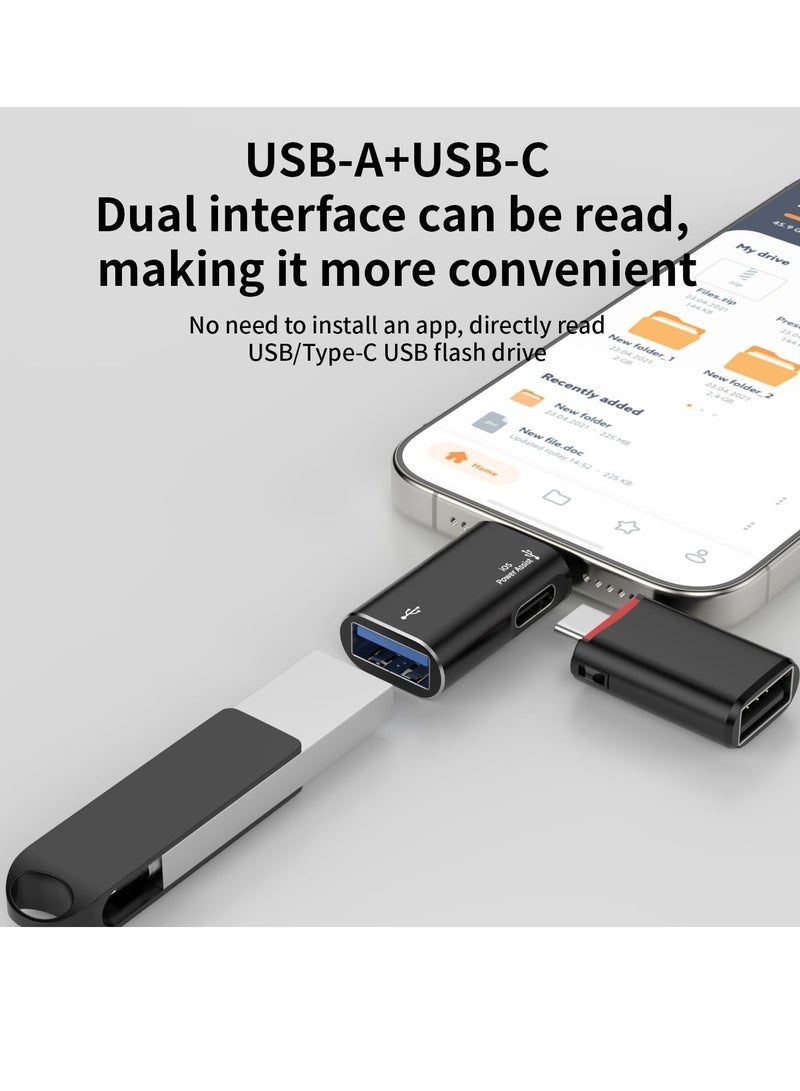 Lightning to USB Female Adapter, Support Charging, and Data Transmission, with USB-C Aux Power Port for iPhone 14/13/12/11/iPad, Supports Hard Disk, Card Reader, Camera, USB, Mouse, Keyboard - Image 3