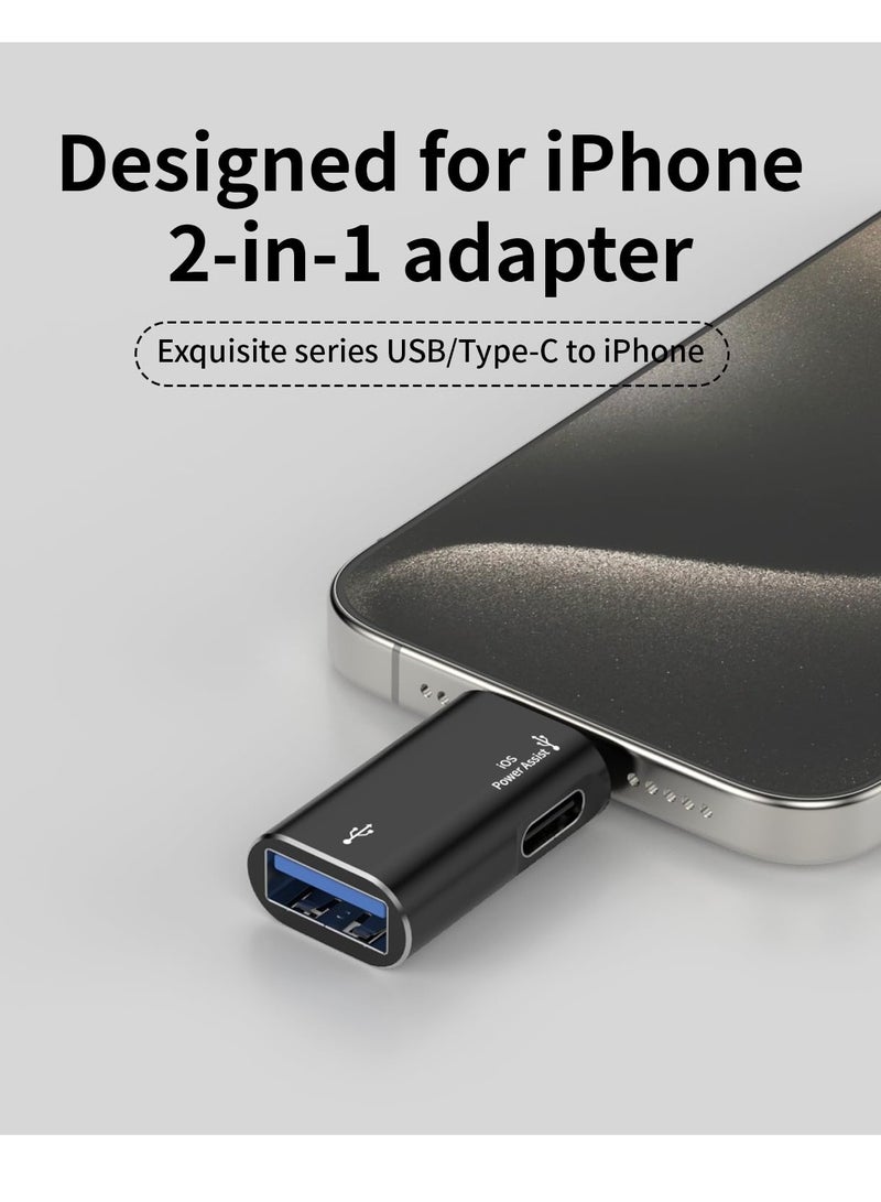 Lightning to USB Female Adapter, Support Charging, and Data Transmission, with USB-C Aux Power Port for iPhone 14/13/12/11/iPad, Supports Hard Disk, Card Reader, Camera, USB, Mouse, Keyboard - Image 4