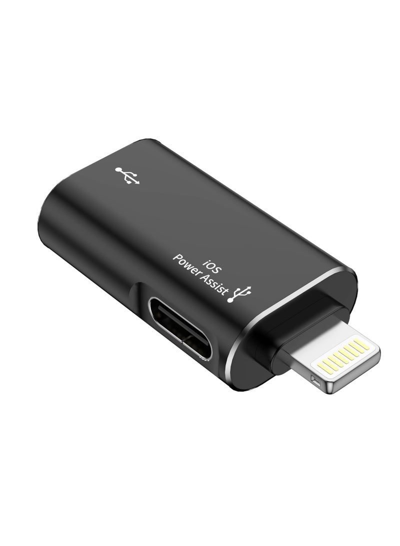 Lightning to USB Female Adapter, Support Charging, and Data Transmission, with USB-C Aux Power Port for iPhone 14/13/12/11/iPad, Supports Hard Disk, Card Reader, Camera, USB, Mouse, Keyboard - Image 1