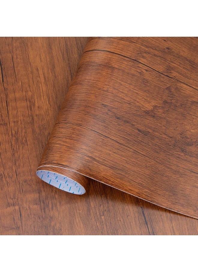 Decoroom - Peel and Stick Wood Grain Contact Paper 17.71" X 118" Brown Wooden Look Wallpaper Self-Adhesive Decorative Wood Wallpaper Removable Vinyl Film Easy to Apply for Old Furniture Kitchen Cabinets - Image 1