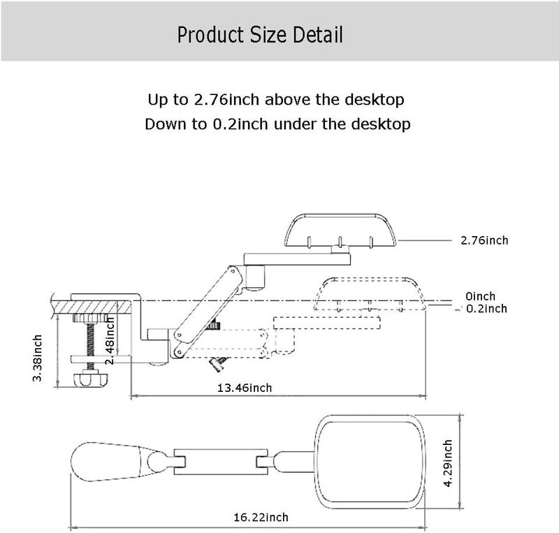 FUZADEL Ergonomic Arm Rest Desk Rotating Computer Arm Support Office Elbow Rest Arm Pads Hand Rest 360 Degrees Rotatable - Image 3
