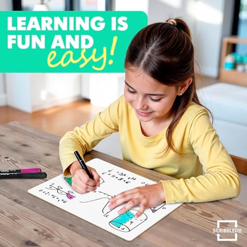 Scribbledo 12 Small White Board Dry Erase Boards Classroom Pack Mini White Boards 9"x12” Double Sided Personal Whiteboards for Students Teachers School Supplies Lapboards Mini Whiteboard Erasers Incl - Image 2