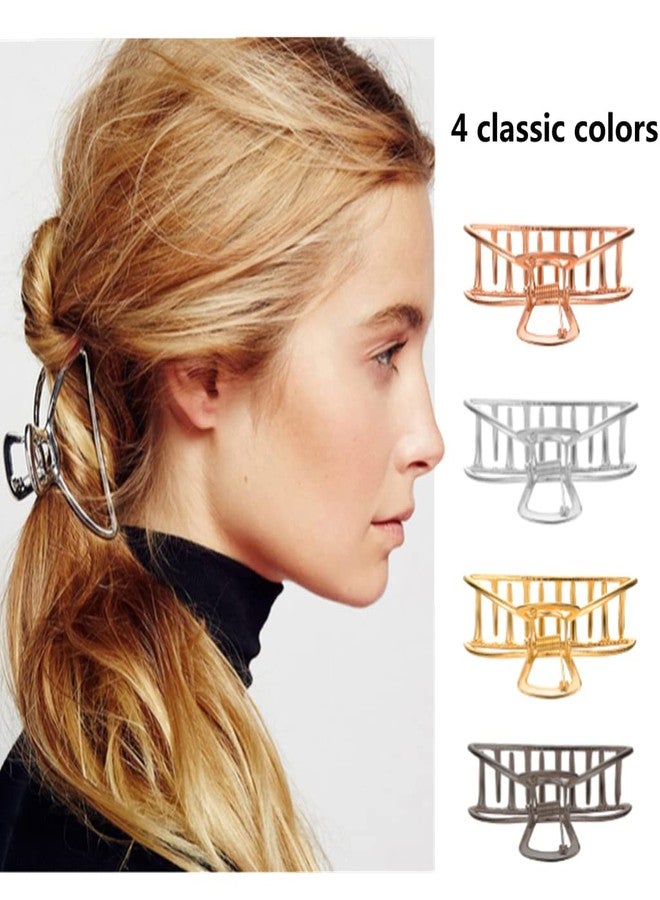 La Jolie Jasmin 4 Pieces Metal Hair Claw Clips Set, 3 Inches Large Size Hair Catch Barrette Jaw Clamp Half Bun Hairpins for Women, Hair Accessories - Image 2