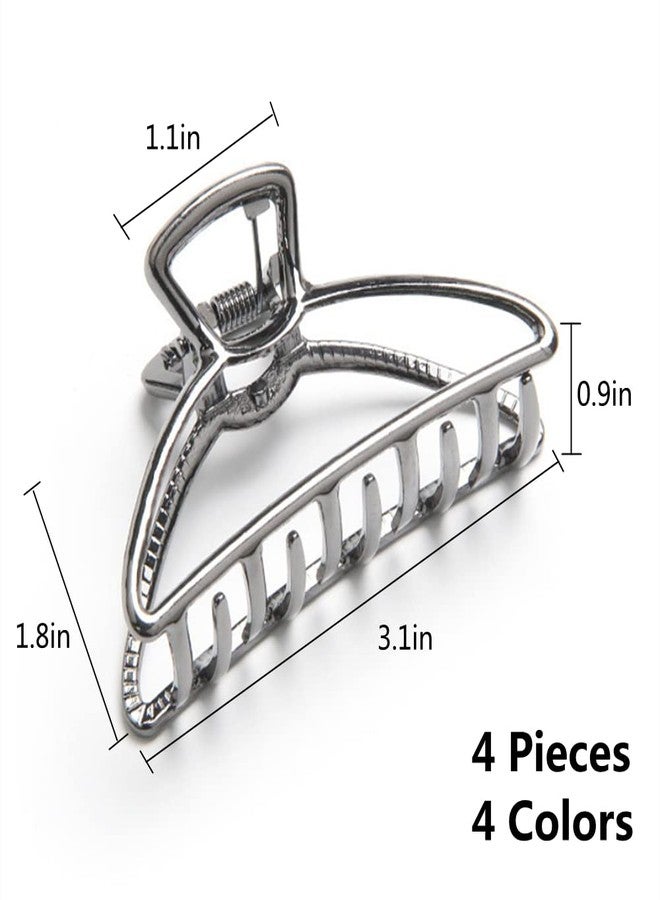 La Jolie Jasmin 4 Pieces Metal Hair Claw Clips Set, 3 Inches Large Size Hair Catch Barrette Jaw Clamp Half Bun Hairpins for Women, Hair Accessories - Image 3