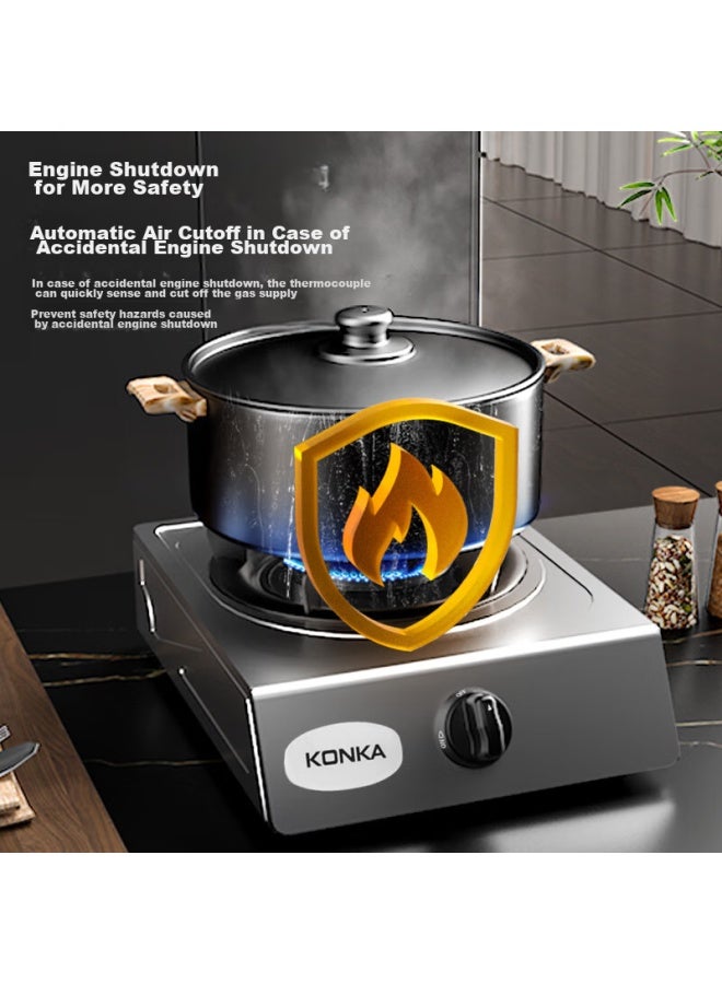 Konka Gas Stove, Single Burner Countertop Model For Home Use, 5.0kw Lpg Stove, Stainless Steel, 66% Thermal Efficiency, High-power Burner, Jzy-d502y - Image 4