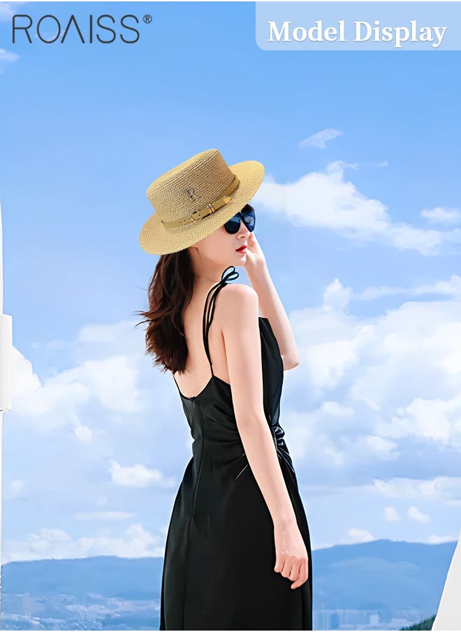 2 Pcs Classic Flat Top Straw Hat for Women Summer Beach Hat Vacation Sunshade Sunscreen Woven Hat Letter Decor Sun Hat Fashion Accessories - pzsku/ZFBD0E91325E2D5684304Z/45/_/1720429072/2bc411dc-df0f-450d-b26a-157edec6688b