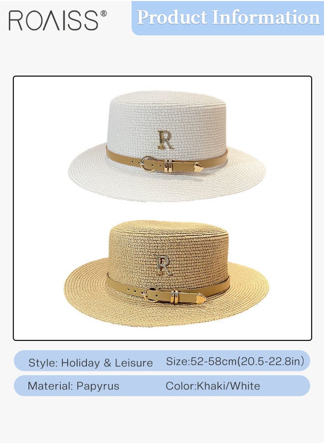 2 Pcs Classic Flat Top Straw Hat for Women Summer Beach Hat Vacation Sunshade Sunscreen Woven Hat Letter Decor Sun Hat Fashion Accessories - pzsku/ZFBD0E91325E2D5684304Z/45/_/1720429073/be4c52ef-36b8-486b-aff5-be555687fbe8