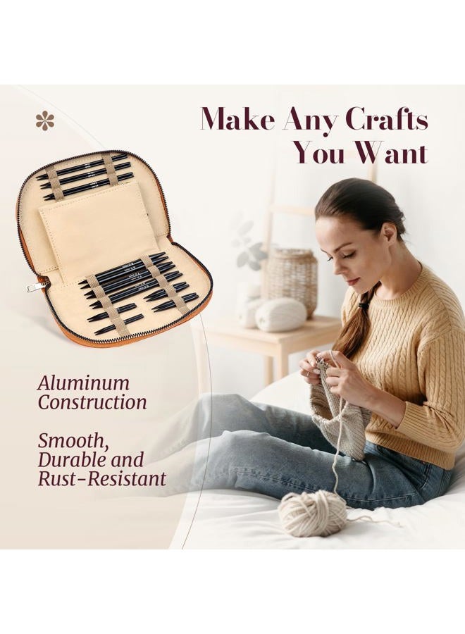 Yarniss 15 Pairs Circular Knitting Needle Combo, 4.5-Inch Round Knitting Needle 3.0~8.0mm, 2.16-Inch Shorties Needles US Size 2.5-10, Interchangeable Aluminum Cable Needles with Case - Image 5