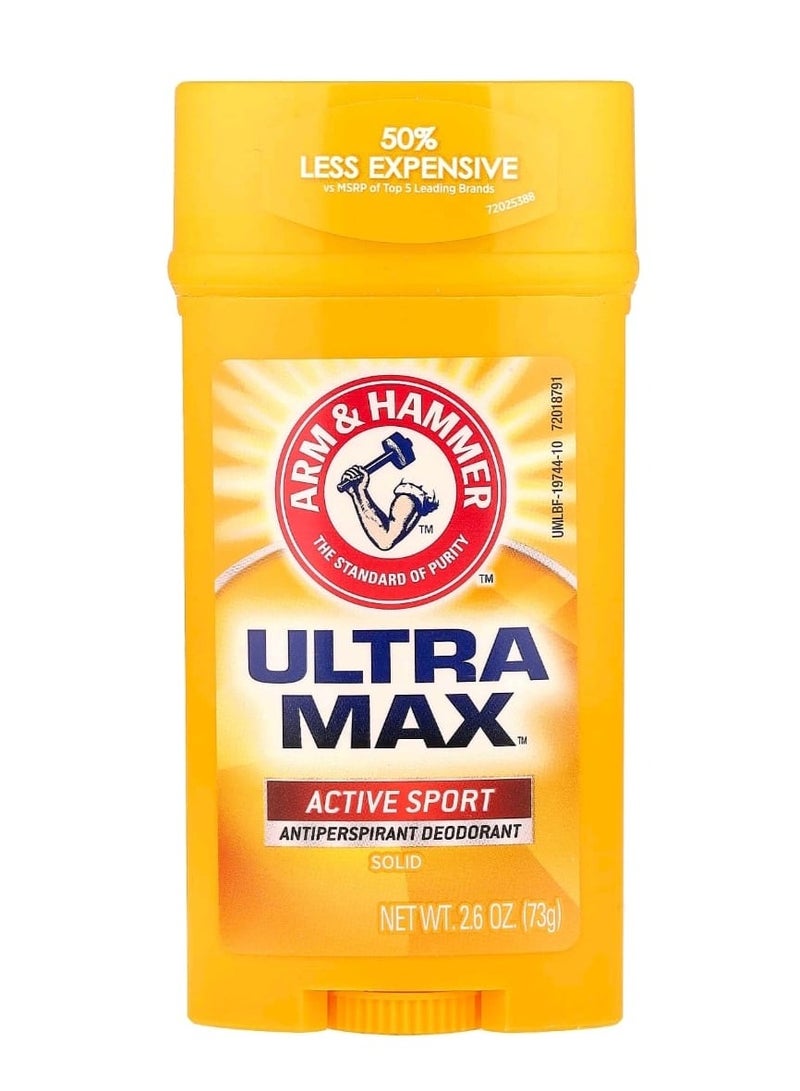 Arm & Hammer Ultra Max™, Antiperspirant Deodorant Solid, Active Sport, 2.6 oz (73 g) - Image 1