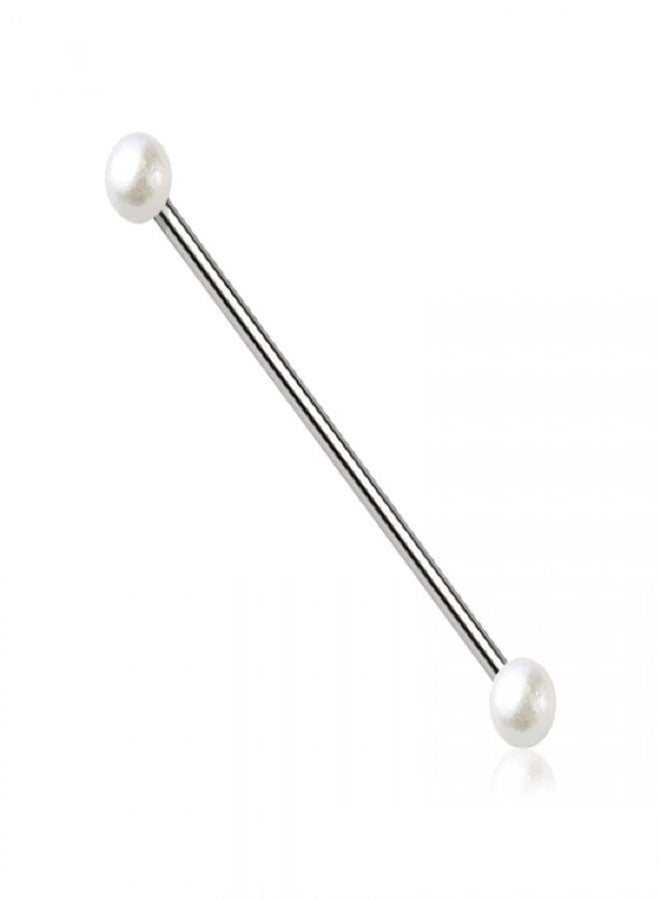 Pierced Owl باربيل صناعي على شكل بومة مثقوبة 14GA من الفولاذ المقاوم للصدأ 316L مع كرات لؤلؤ مزيفة - Image 1