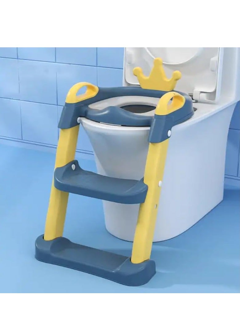 Baby Potty Ladder Potty Training Seat Foldable Potty Training for Kids Splash Guard with Soft Comfortable Non-Slip Pad (Blue) by TOYS-EGYPT - Image 1