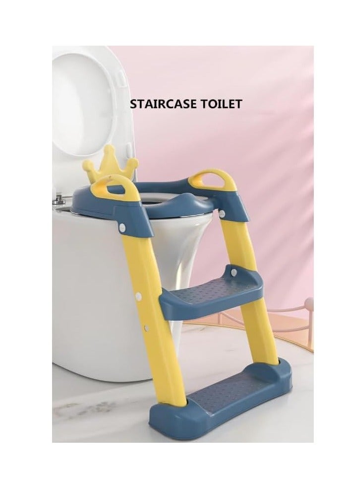 Baby Potty Ladder Potty Training Seat Foldable Potty Training for Kids Splash Guard with Soft Comfortable Non-Slip Pad (Blue) by TOYS-EGYPT - Image 2