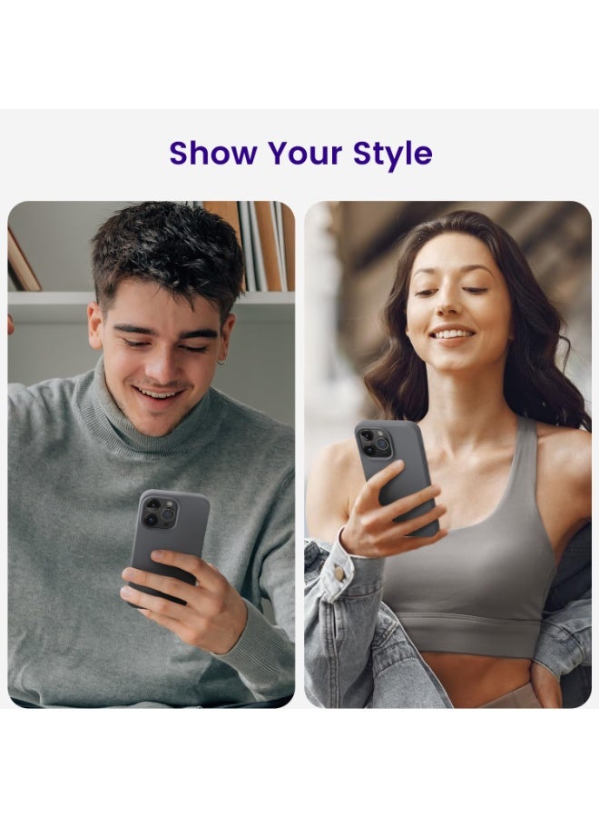 جراب متوافق مع iPhone 13 Pro مقاس 6.5 بوصة، جراب هاتف نحيف من السيليكون السائل مكون من 4 طبقات من المطاط الهلامي الناعم المقاوم للصدمات مع بطانة من الألياف الدقيقة المضادة للخدش (رمادي غامق) - Image 2