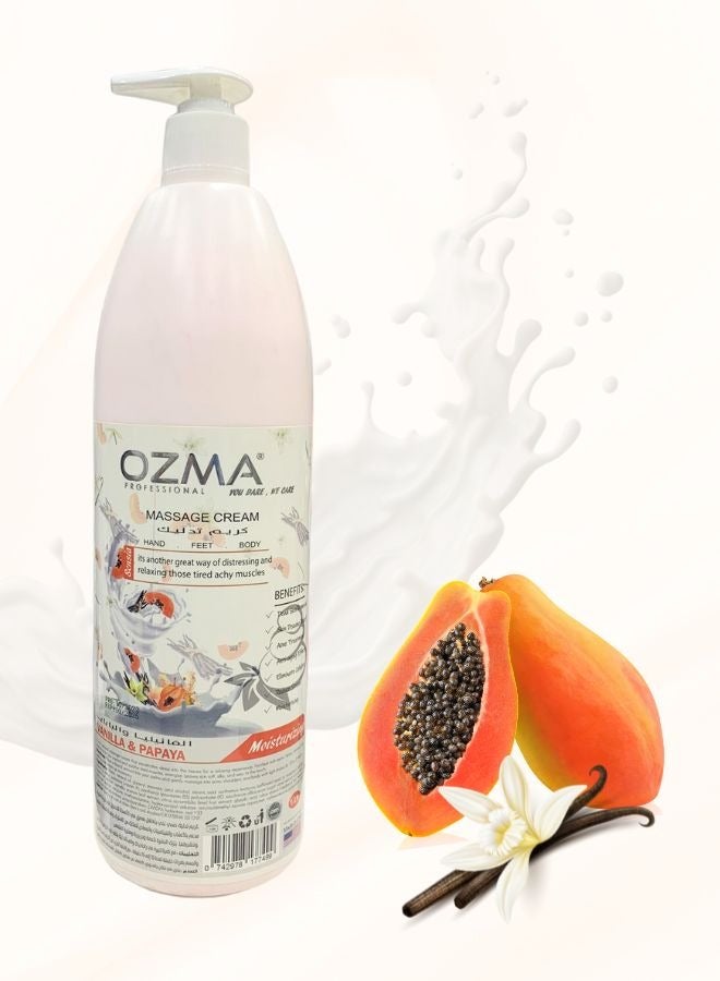 Ozma Professional أوزما كلافو كريم مساج للجسم والوجه بخلاصة الفانيليا والبابايا 1 لتر - Image 2