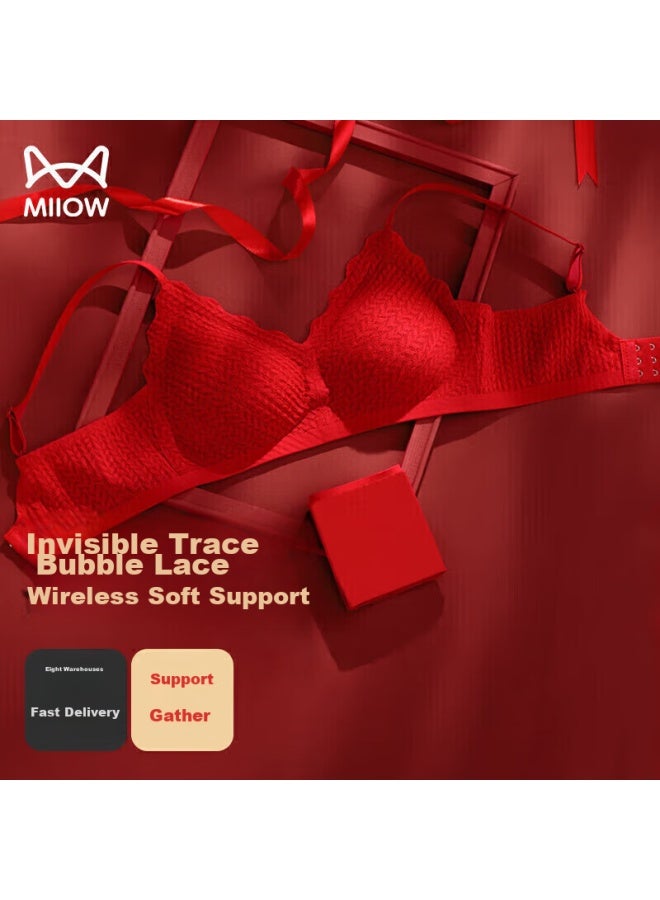 MIIOW Miiow Wedding Festive Red Lingerie, Zodiac Year Underwear, Women's Bra Set, Seamless Underwear, Wireless, Push-up Brassiere - Image 1