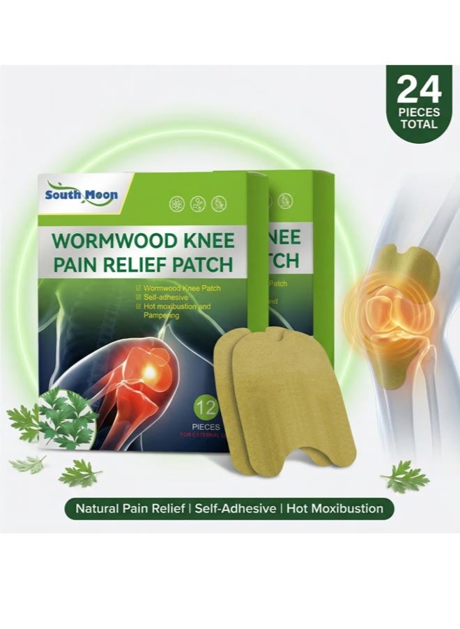 SOUTH MOON 24 PCS Knee Patches,Pain Relief Patches,Warming Herbal Patches for Knee Patch, Natural Extract Sticker for Knee,Hand, Back, Neck, Shoulder - Image 1