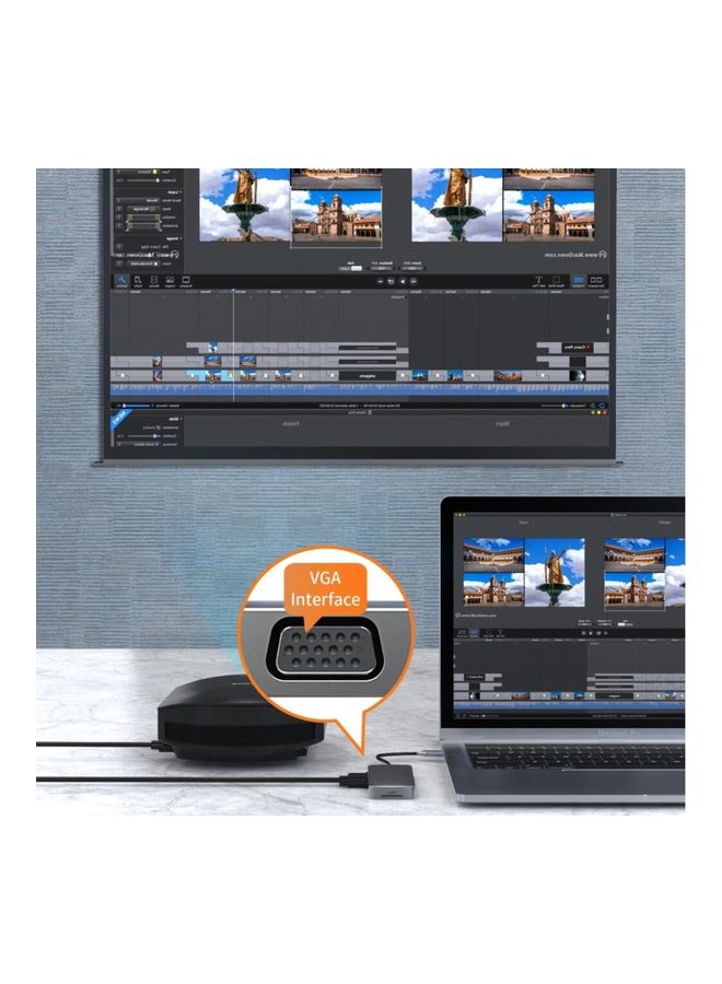 عربست قاعدة توصيل USB HUB Type C إلى 4K HDMI للشحن السريع 10 في 1، باللون الرمادي رمادي - Image 2