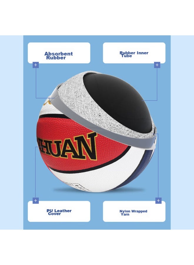 Three Rings Three-ring Basketball #4 Ball Children's Kindergarten Special Training Standard Wear-resistant Anti-skid Pat Ball Elementary School Boys And Girls Pu Basketball - Image 4