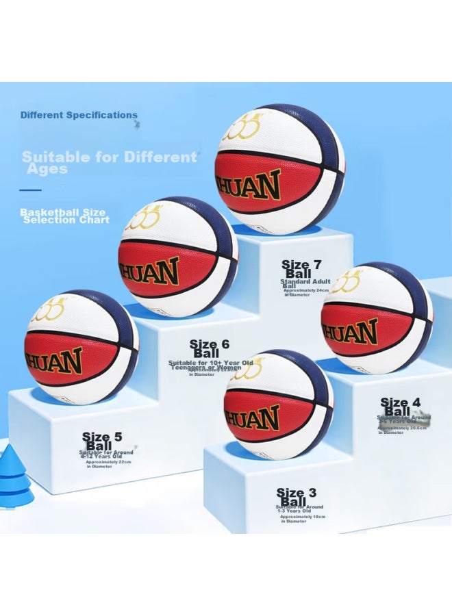 Three Rings Three-ring Basketball #4 Ball Children's Kindergarten Special Training Standard Wear-resistant Anti-skid Pat Ball Elementary School Boys And Girls Pu Basketball - Image 2