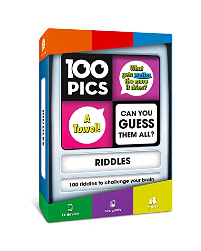 100 PICS Riddles Travel Game Guess 100 Riddles Flash Cards with Slide Reveal Case Card Game Gift Stocking Stuffer Fun for Kids and Adults Ages 6 - Image 1