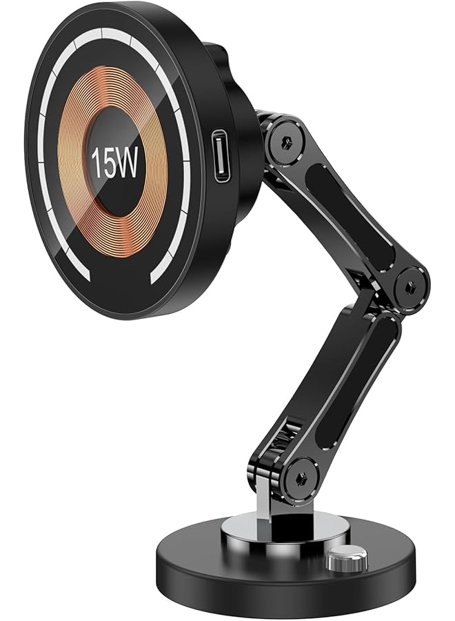 كاست ويف شاحن سيارة ماجسيف، شاحن لاسلكي مغناطيسي قابل للتعديل بزاوية 360 درجة، متوافق مع ماجسيف آيفون 15 14 13 12 سلسلة - Image 1
