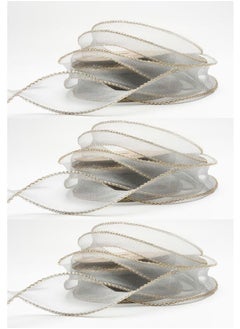 ZCM-HAPPY 3 Roll Gift and Bouquet Wrap with Gold Trim Crow's Feet Ribbon 4x900cm  - Image 1
