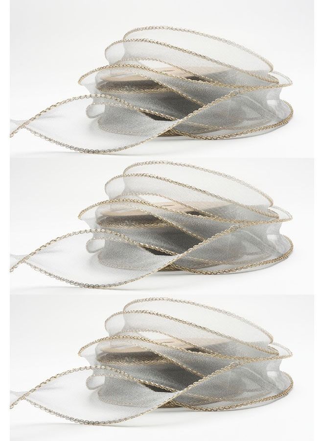 ZCM-HAPPY 3 Roll Gift and Bouquet Wrap with Gold Trim Crow's Feet Ribbon 4x900cm - Image 1