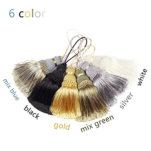 BEL AVENIR 4Pcs Tassels Key Tassel with Loops Handmade Craft Charms DIY Accessories Elegant Soft Making Curtain Home Decoration (Silver, 4 pcs) - Image 5