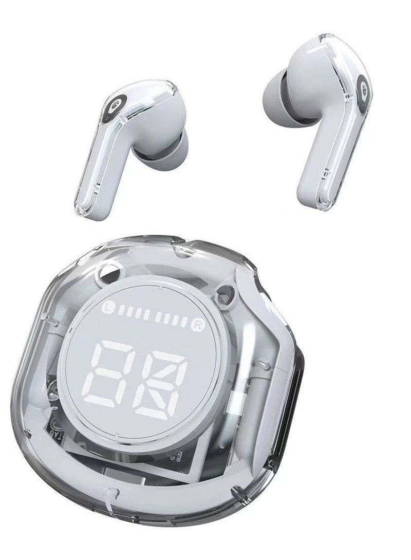 Luxury Wireless Earbuds, Transparent appearance with LED Display Charging Case, Bluetooth 5.3 in-Ear Earphones with Mic for Phone Tablet Laptop Sports, High-End Headphones - Image 1