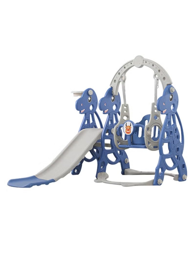 XiuWoo - 4 in 1 Toddler Slide Swing Set, Indoor Baby Slide, Includes Slide, Swing, Basketball Hoop, and Climber, Freestanding Slide Climber Playset Toy - Image 1