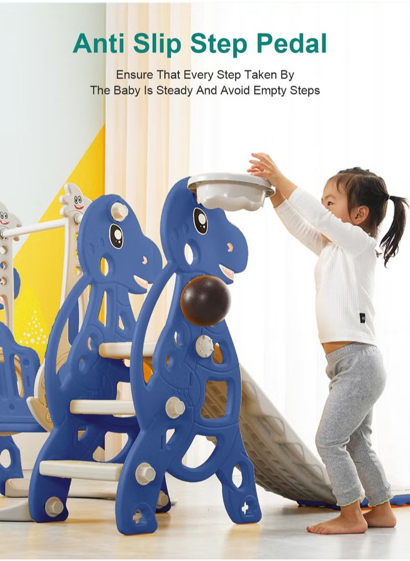 XiuWoo - 4 in 1 Toddler Slide Swing Set, Indoor Baby Slide, Includes Slide, Swing, Basketball Hoop, and Climber, Freestanding Slide Climber Playset Toy - Image 1