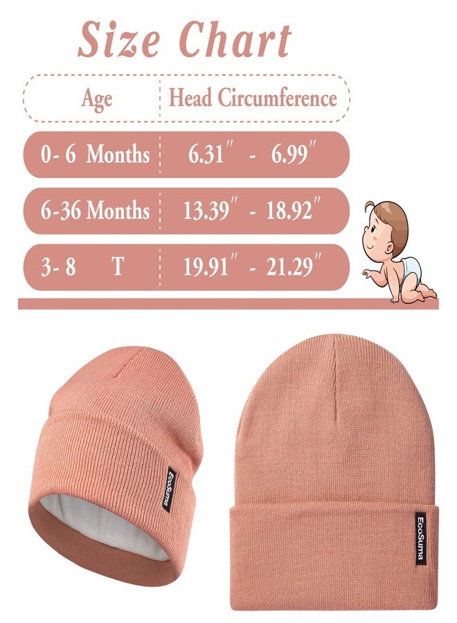 ECOSUMA Toddler Knit Beanie 3-8T White/Peach Fuzz 2 Pack - Image 2
