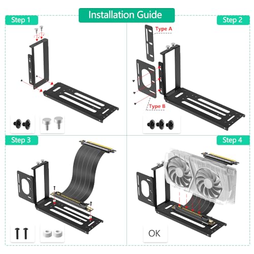 Mustpoint Vertical GPU Mount Bracket, 2 Slots Graphics Card Holder with Hardware, eGPU Dock, External GPU Docking Station, Black - Image 5